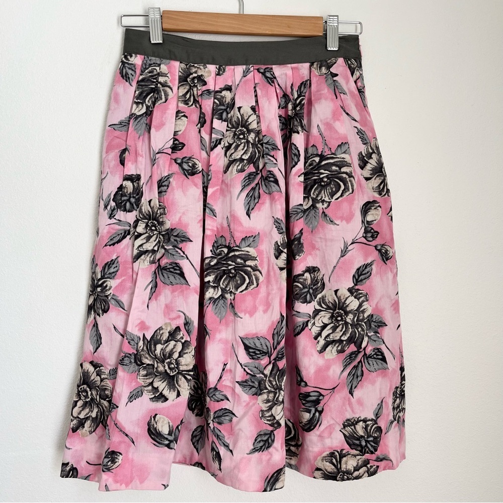 Odille Pink Floral A-Line Embellished Skirt